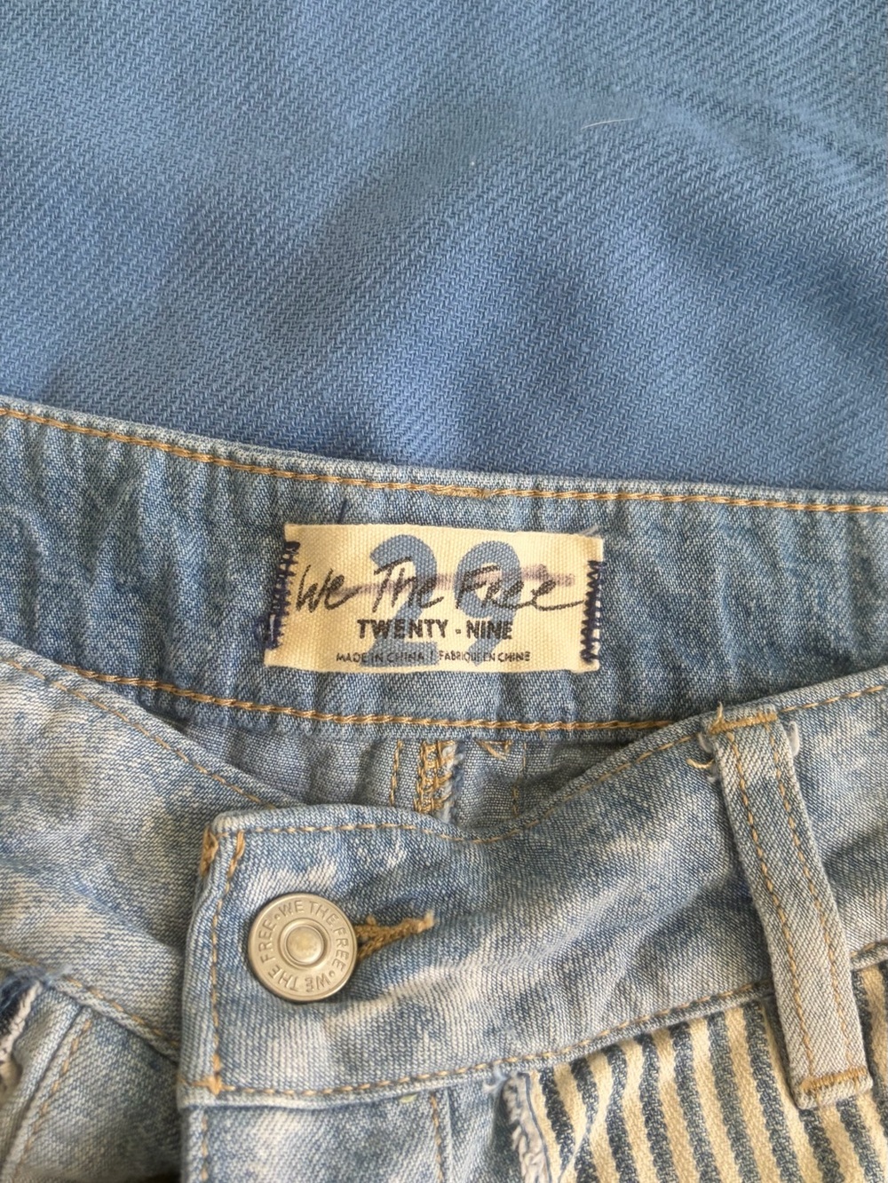 We The Free Patchwork Mixed-Denim Boyfriend Jeans in Light & Dark Blue - Picture 7 of 7